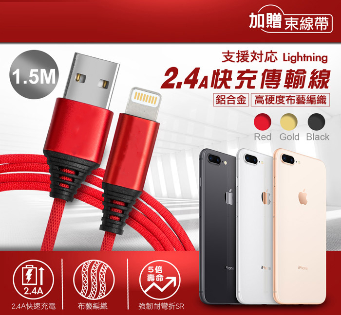 150公分 充電線 傳輸線 USB 轉 Apple/Micro/Type-C USB 鋁合金接頭 布藝編織快充傳輸線