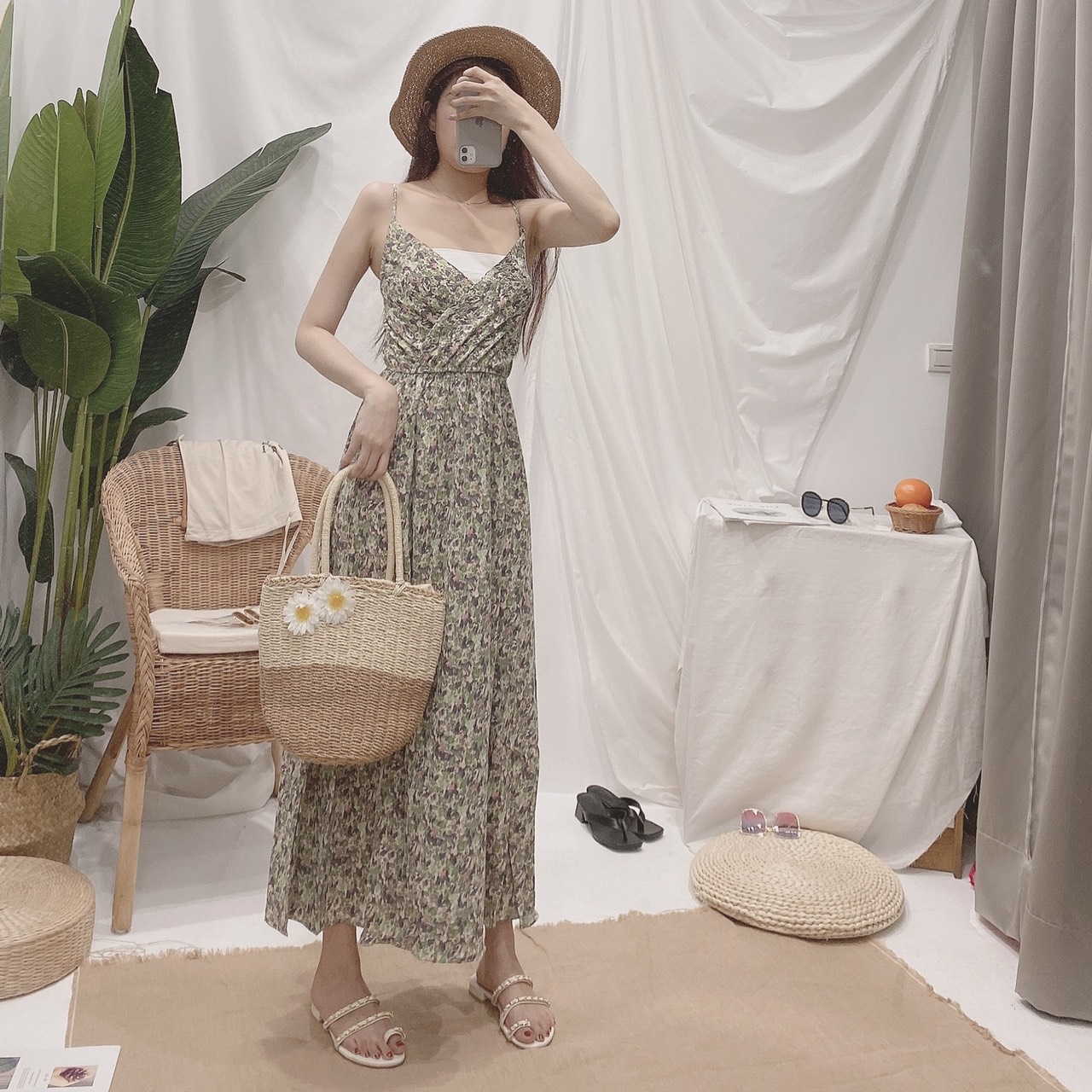 雞蛋花雙拼色編織草包/單一色