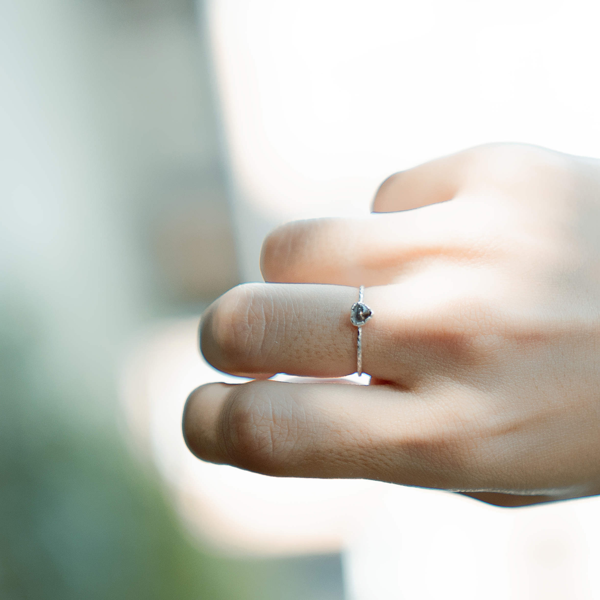 QQ heart 棕月光滿天星戒