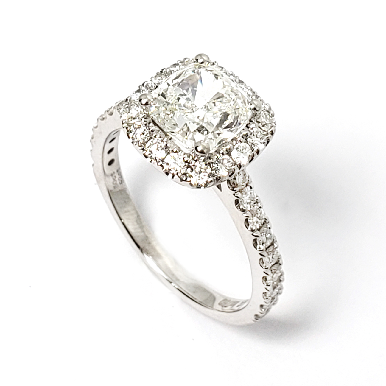 18k 白金天然鑽石圍石戒指托