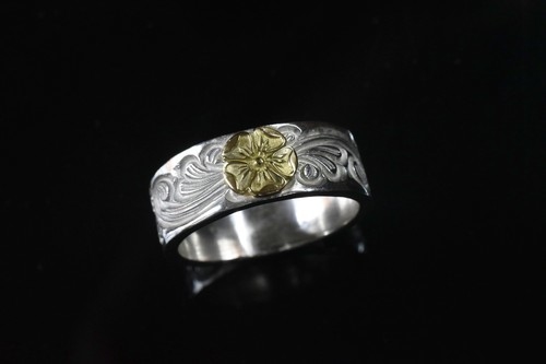 18K點金玫瑰唐草8mm戒指