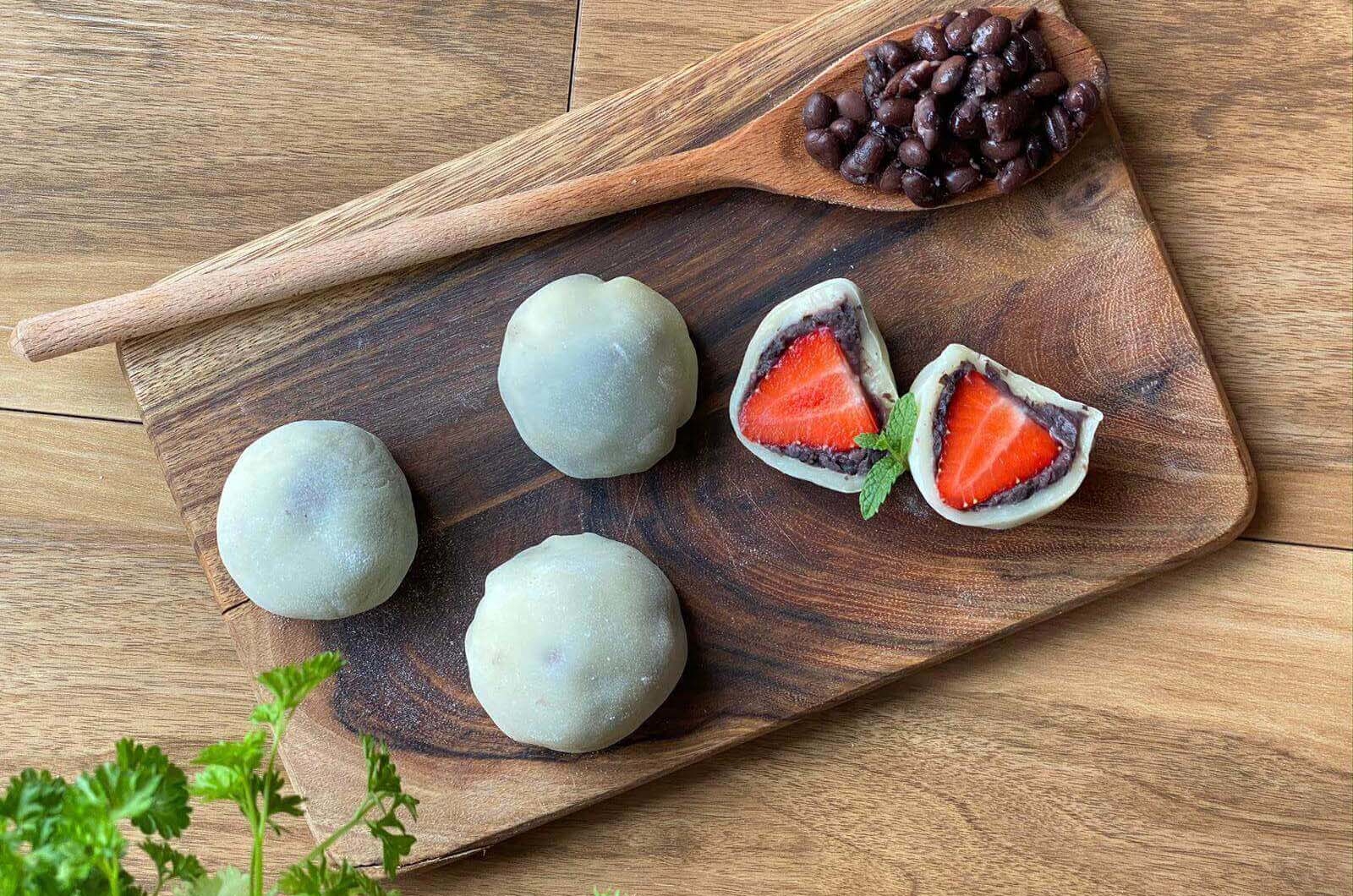 草莓, 糯米粉, 黑豆, 食譜, 家常菜, 煮餸, 麻糬, 甜品, 大福, 糯米, 丹波黑豆