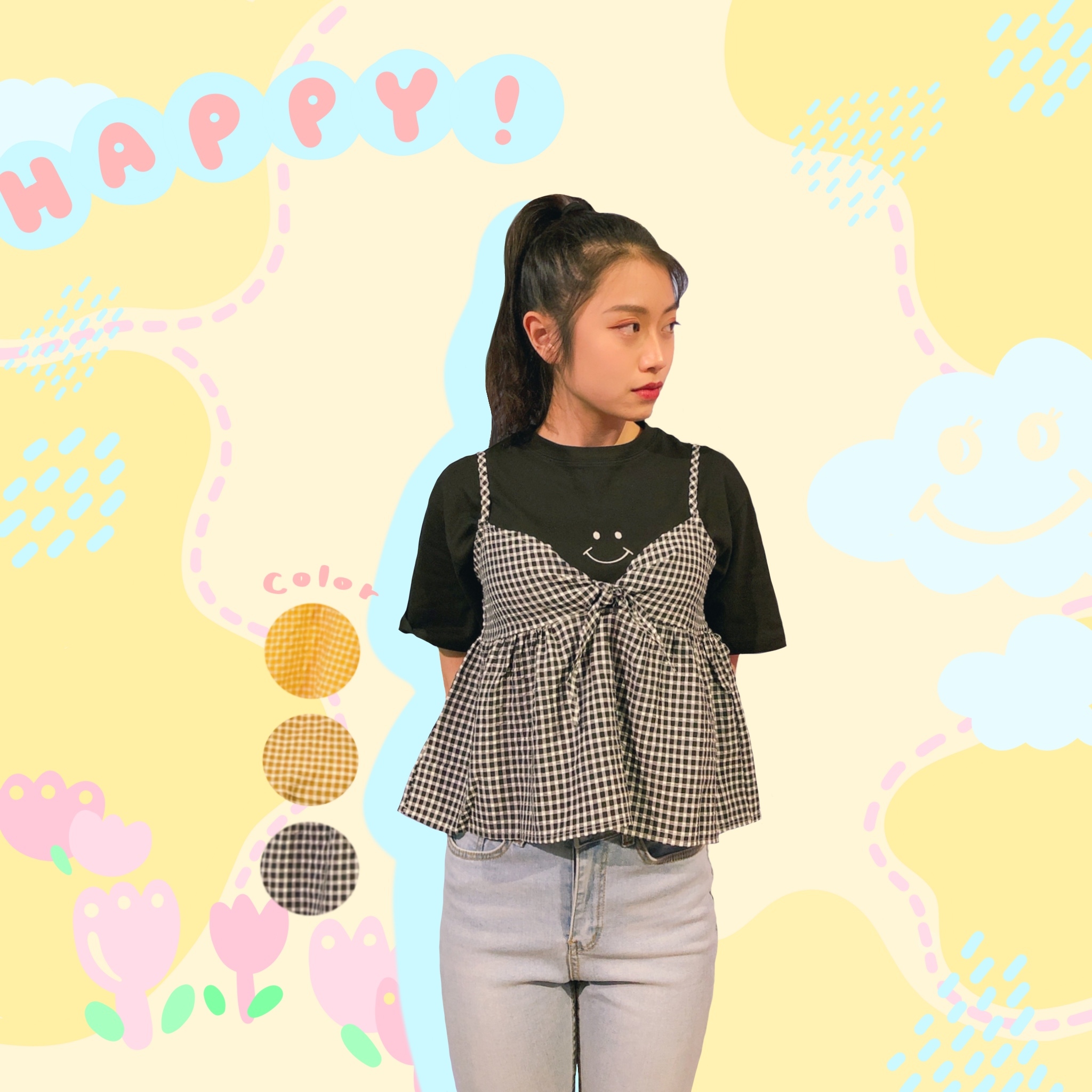 ♡ ここ這裡 ♡ 清新格子綁結多穿法小可愛