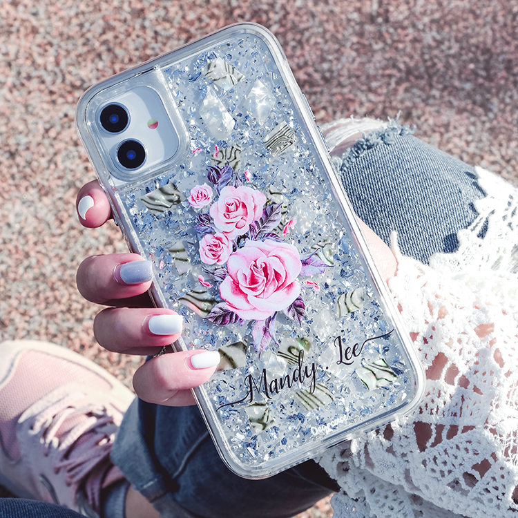 專情玫瑰貝拉殼 - (訂製名字) iPhone客製化手機殼
