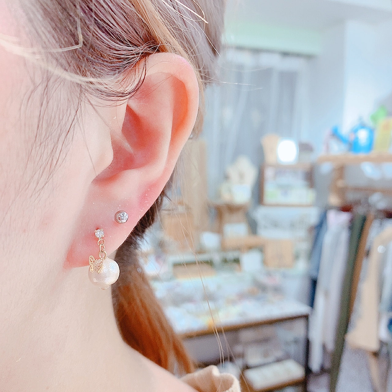 小蝴蝶棉珠耳環 (網站限定優惠)