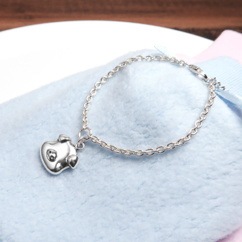 福氣小豬 親子兒童手鍊(細版) 925純銀客製化刻字手鍊