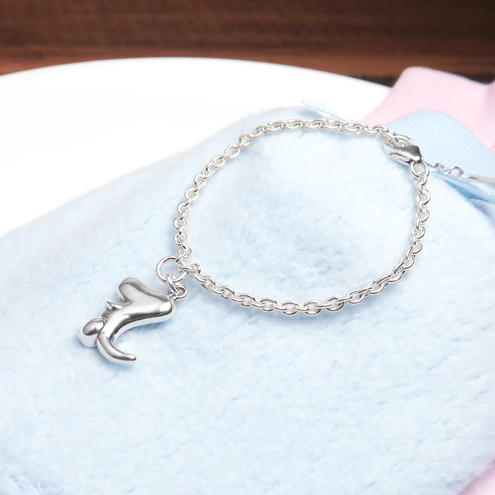 小恐龍 親子兒童手鍊(細版) 925純銀客製化刻字手鍊