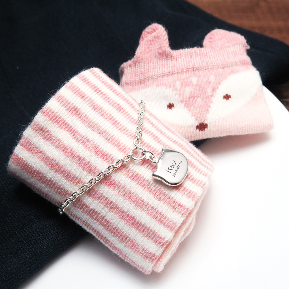 淘氣小貓 親子兒童手鍊(細版) 925純銀客製化刻字手鍊