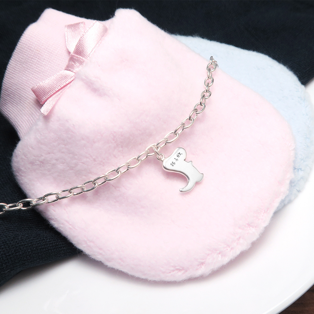 小恐龍 親子兒童手鍊(寬版) 925純銀客製化刻字手鍊