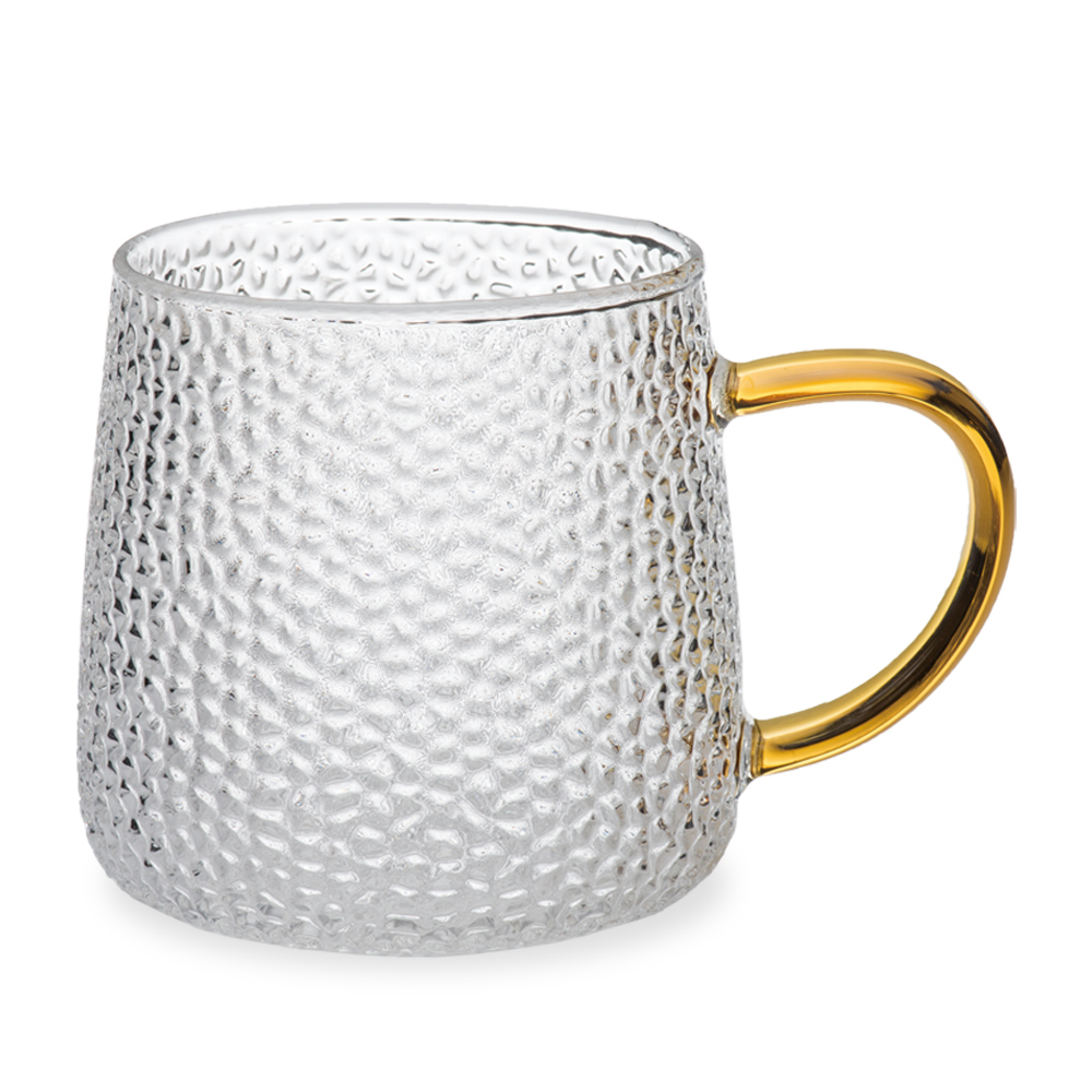 華麗錘紋耐熱玻璃幻金馬克杯 300ML