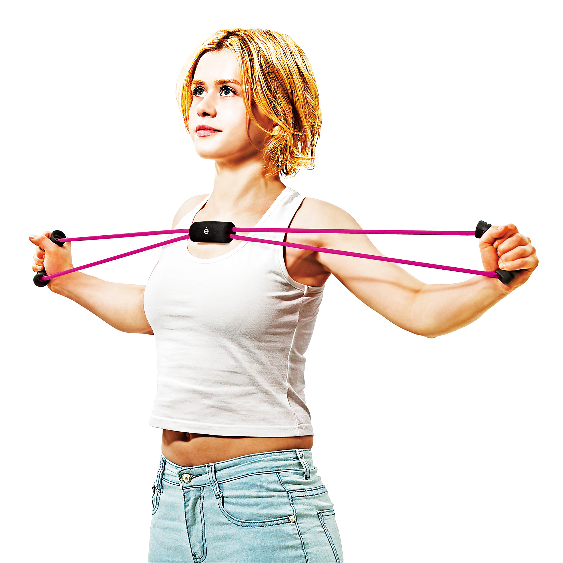 Japan Erugam handle type 8-figure elastic band 5kg tensioner fitness equipment elastic rope - Fitness Equipment - Plastic Pink