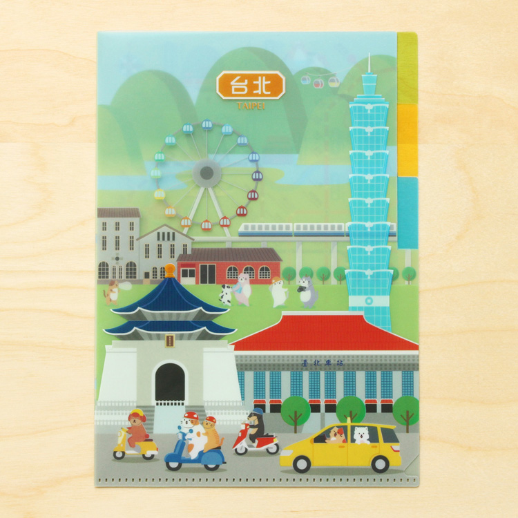 A5《貓狗散步・台北》三層資料夾與明信片組