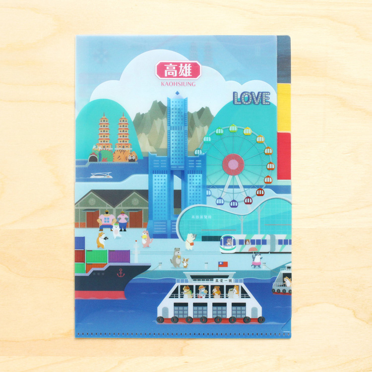 A5《貓狗散步・高雄》三層資料夾與明信片組