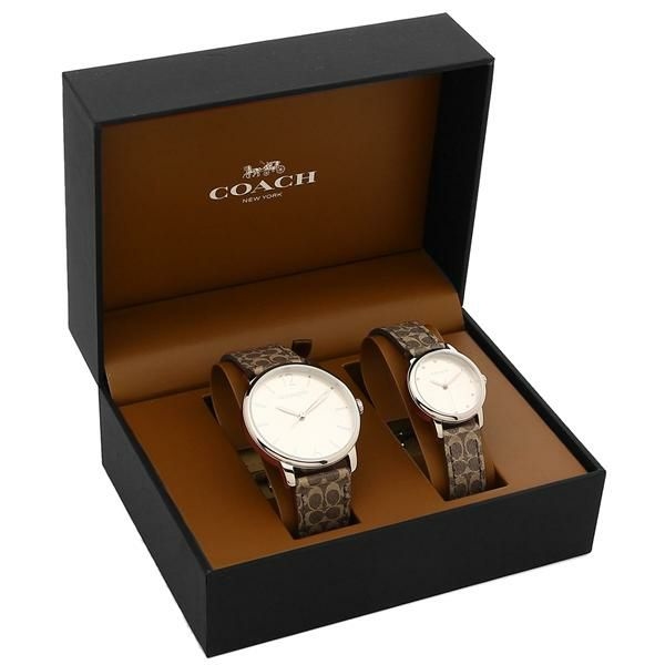 萬年鐘錶 - COACH 錶  經典LOGO 皮革男女對錶  14000057  錶徑40MM & 28MM