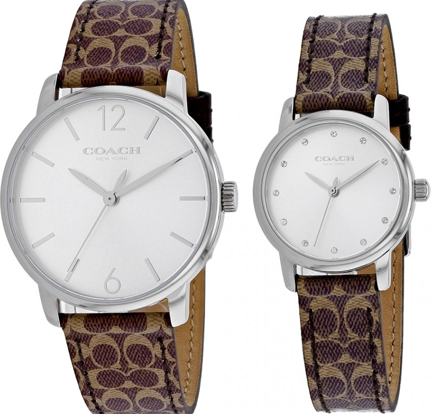 萬年鐘錶 - COACH 錶  經典LOGO 皮革男女對錶  14000057  錶徑40MM & 28MM