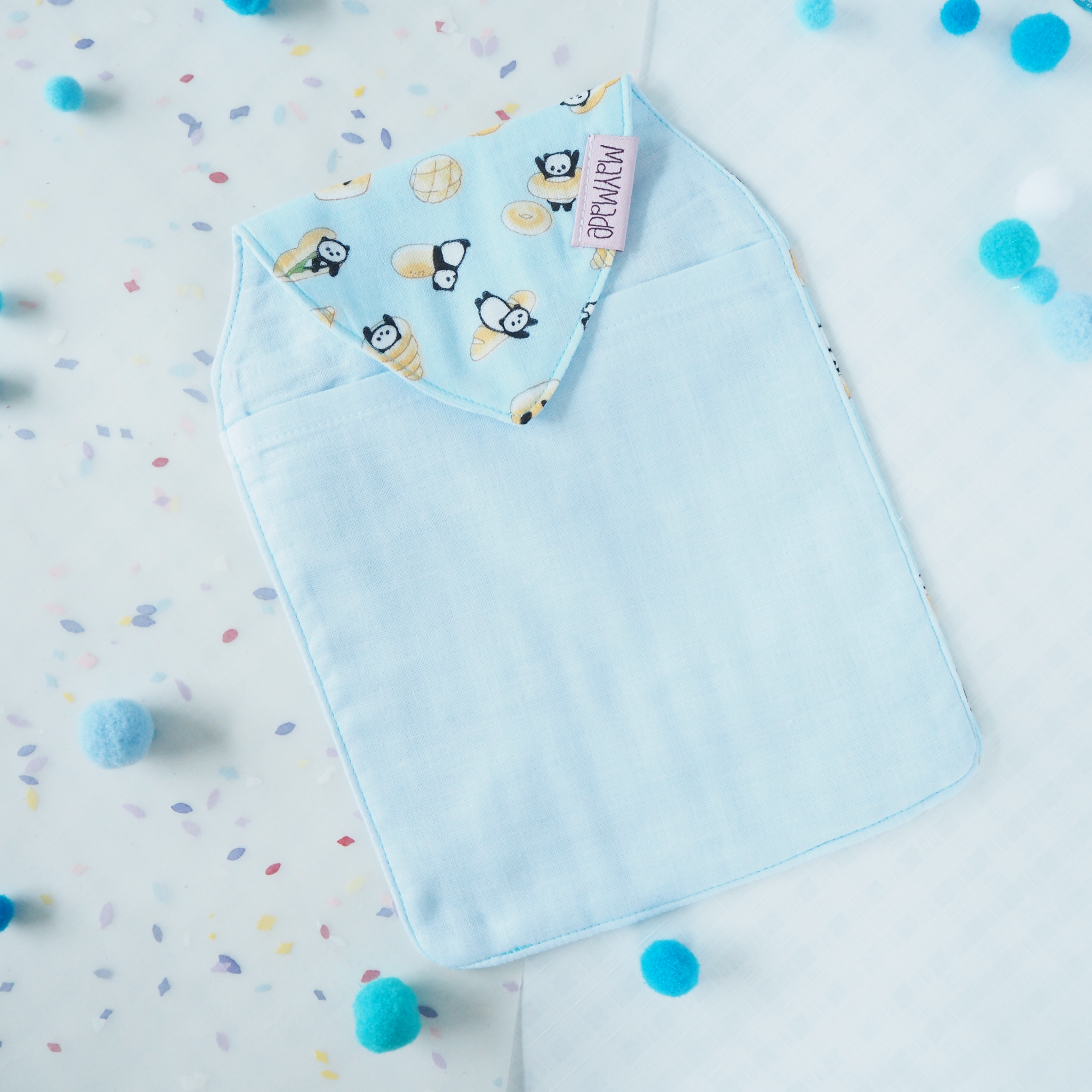 藍色麵包熊貓圖案汗巾