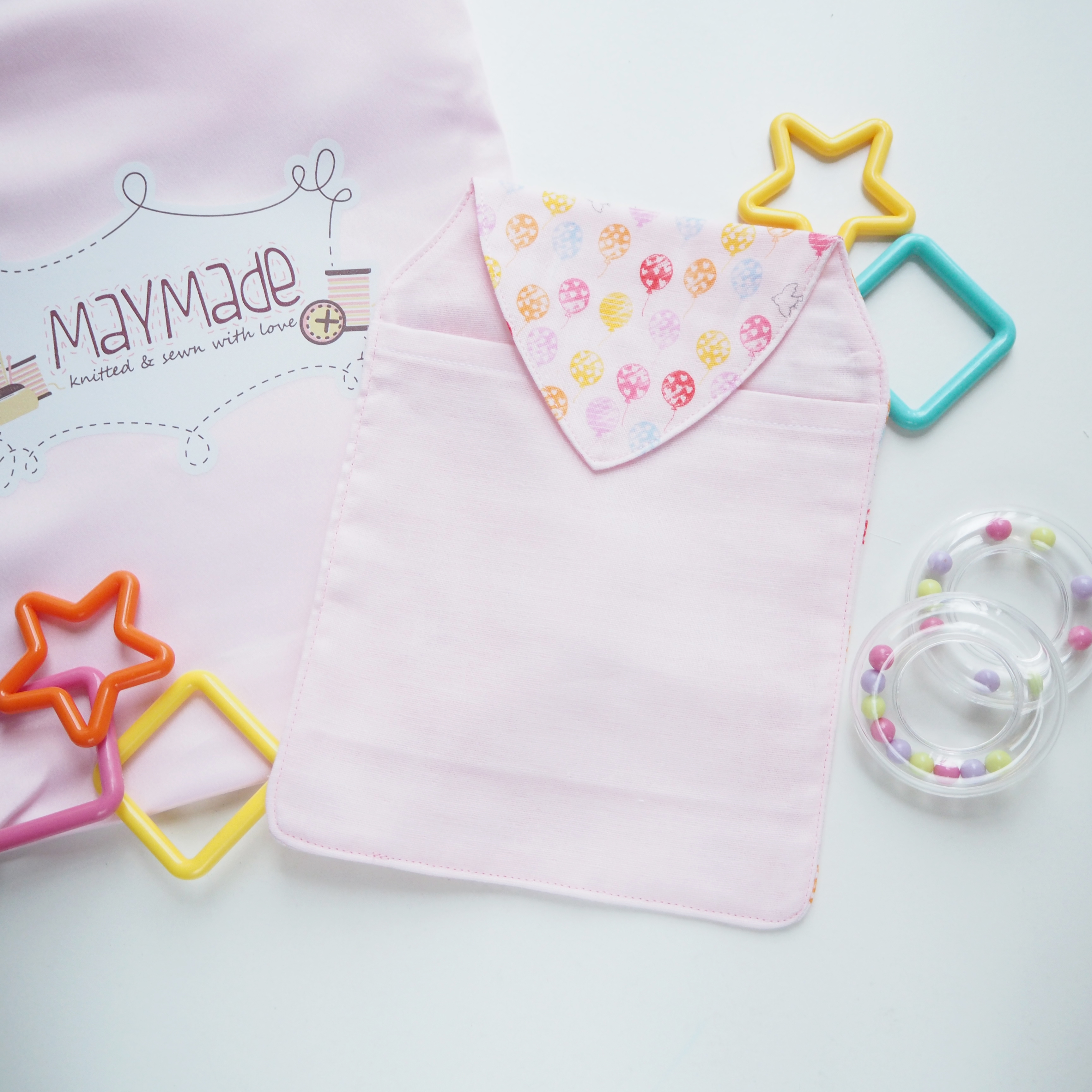 粉紅氣球小鳥圖案汗巾