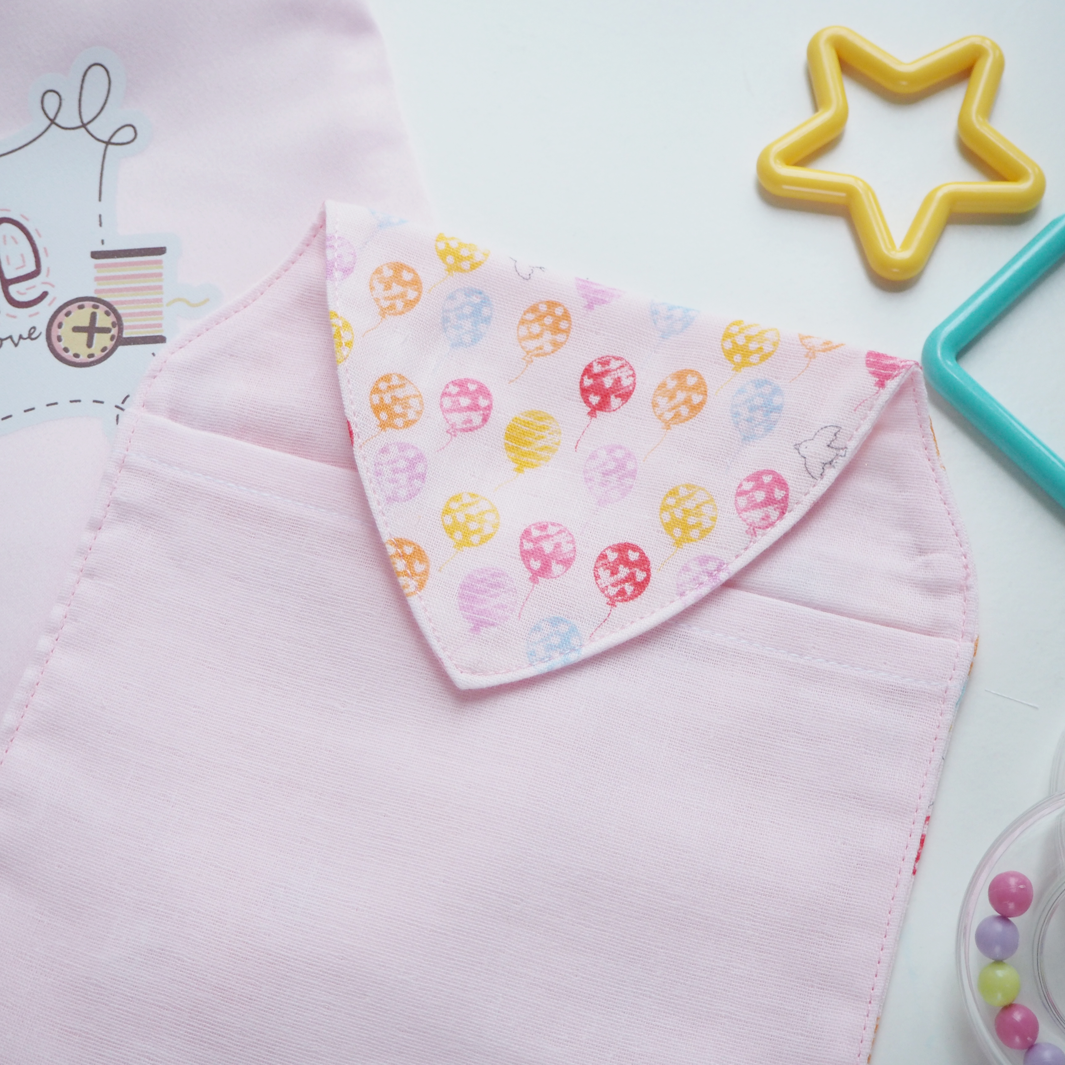 粉紅氣球小鳥圖案汗巾