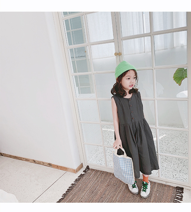 無袖連身寬褲裙 灰色