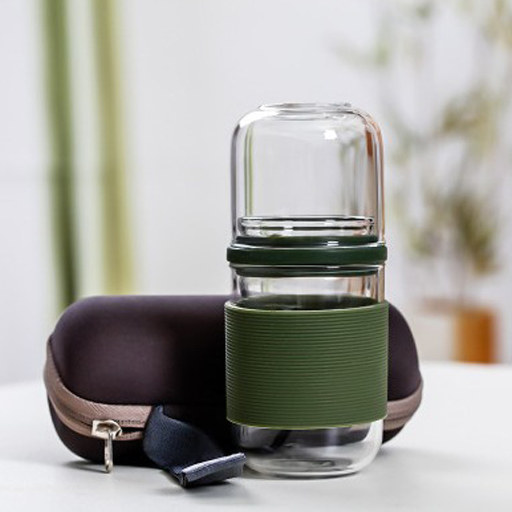 山友必備二合一泡茶隨身杯 (附收納包) 280ML