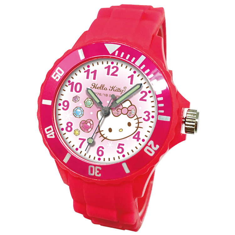 【三麗鷗Sanrio】凱蒂貓Kitty運動彩帶錶-1001K