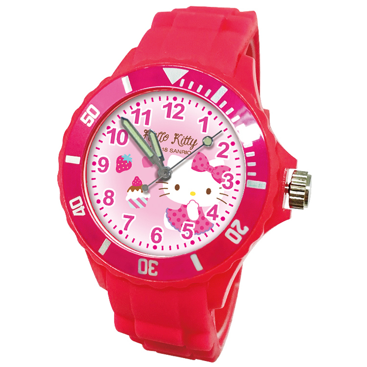 【三麗鷗Sanrio】凱蒂貓Kitty運動彩帶錶-1004K