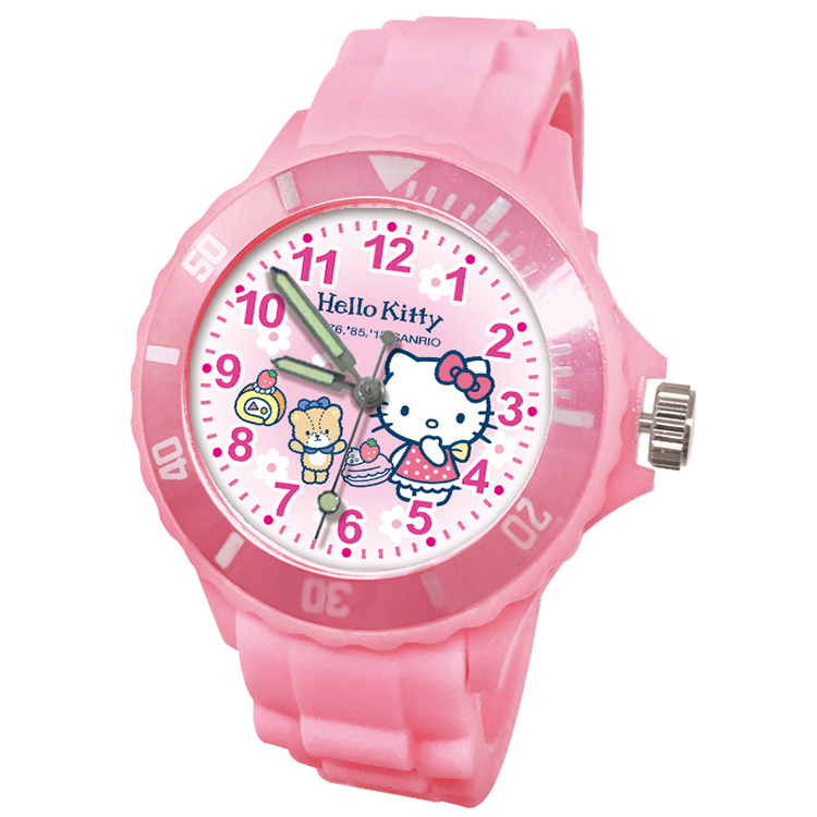 【三麗鷗Sanrio】凱蒂貓Kitty運動彩帶錶-1008K
