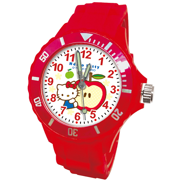 【三麗鷗Sanrio】凱蒂貓Kitty運動彩帶錶-1009K