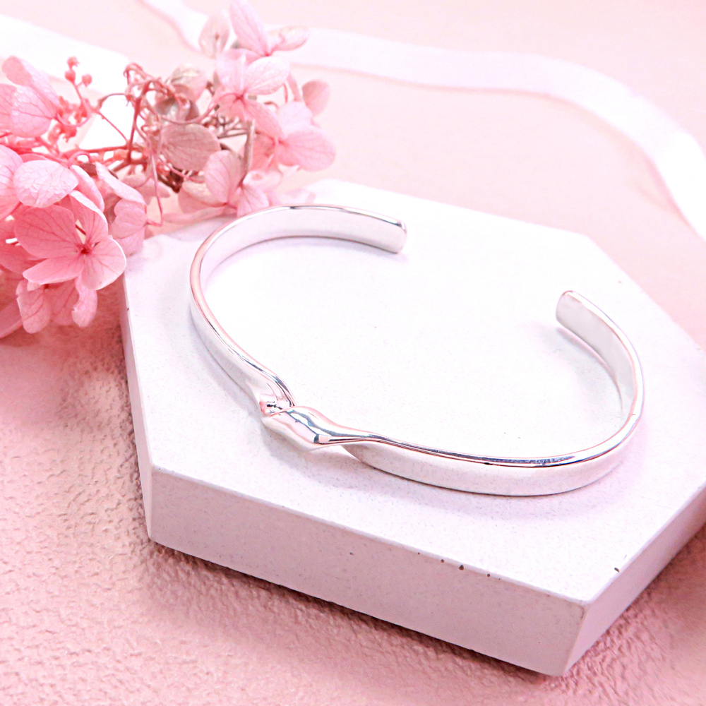 緞帶扭結C型手環 純銀手環