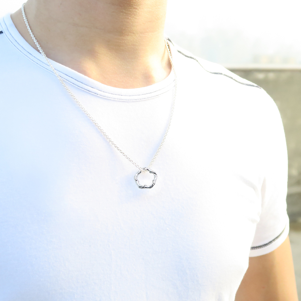 緞帶扭結項鍊(大) 男款 925純銀項鍊 20吋