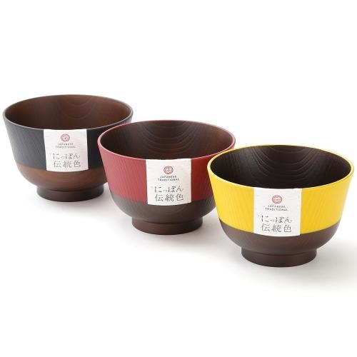 日本伝統色 樹脂系列木紋碗 (黑色) (日本製)