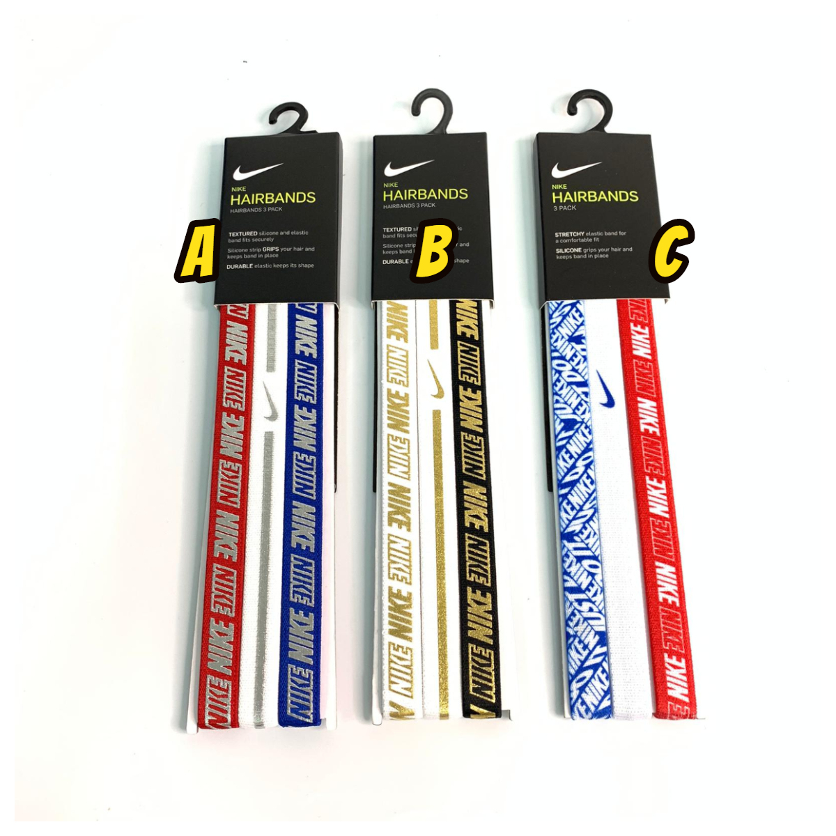 NIKE 頭帶 3條裝 底部有防滑膠
