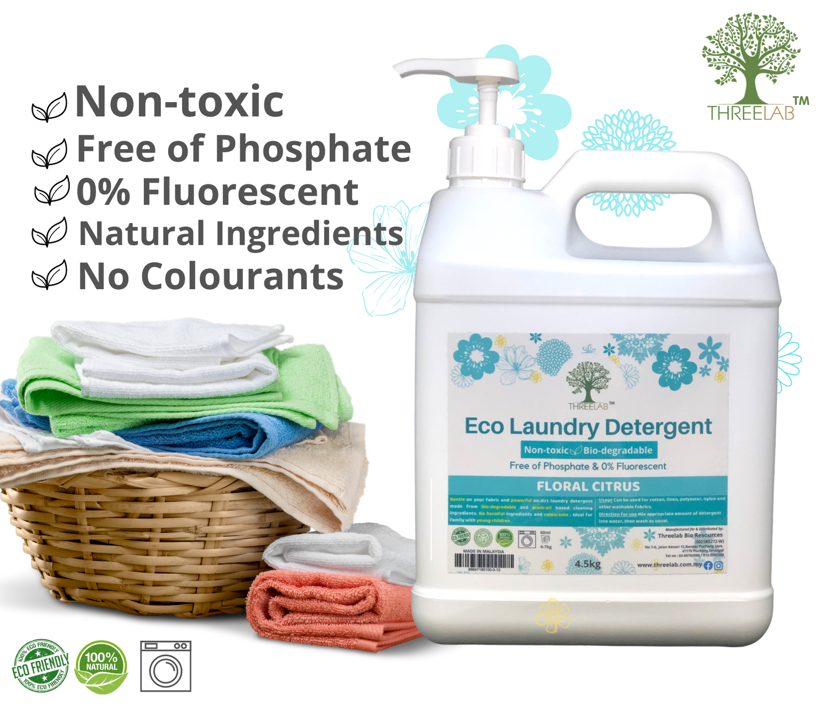 Threelab Eco Laundry Detergent 4.5KG