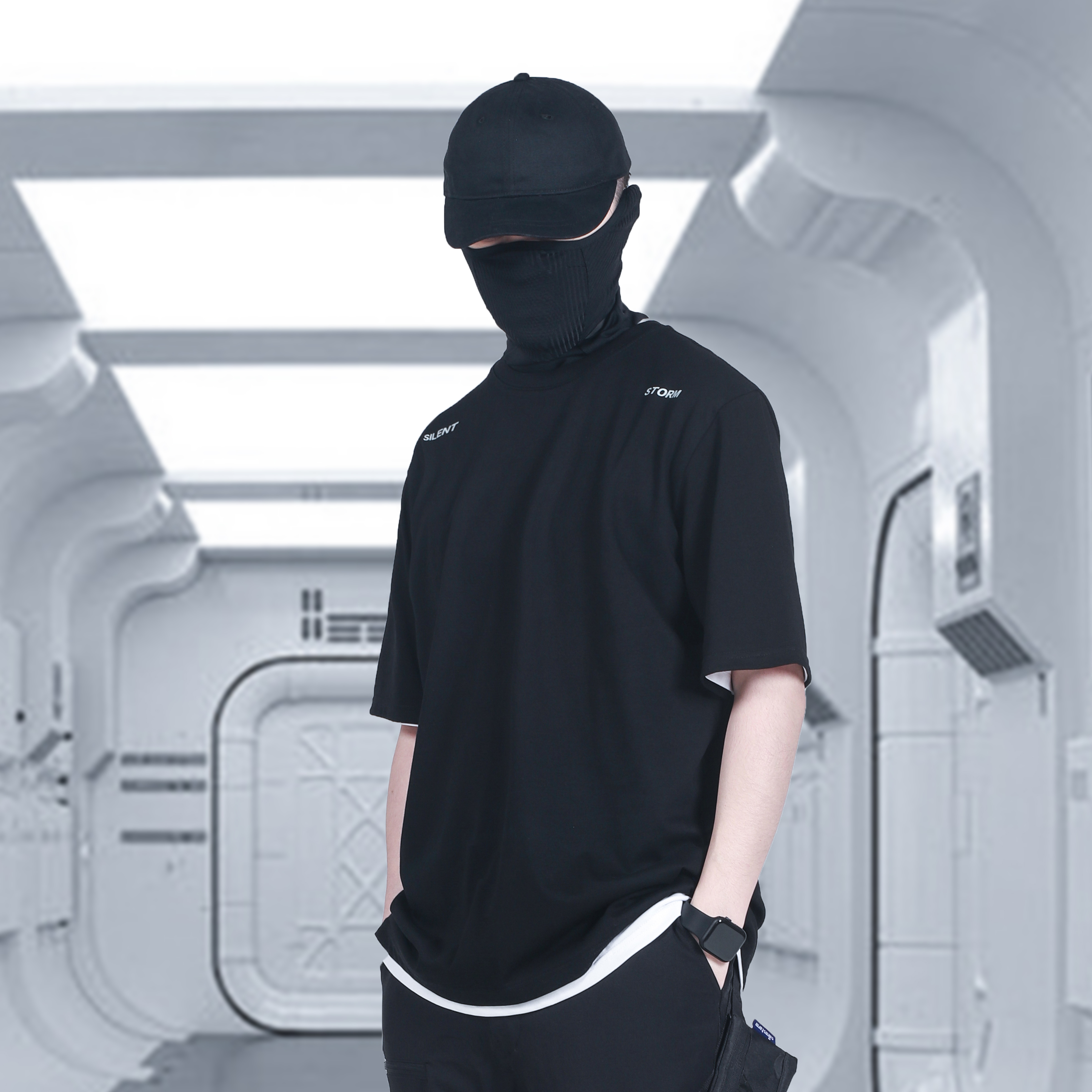 雙色莫比斯環金屬印花短袖