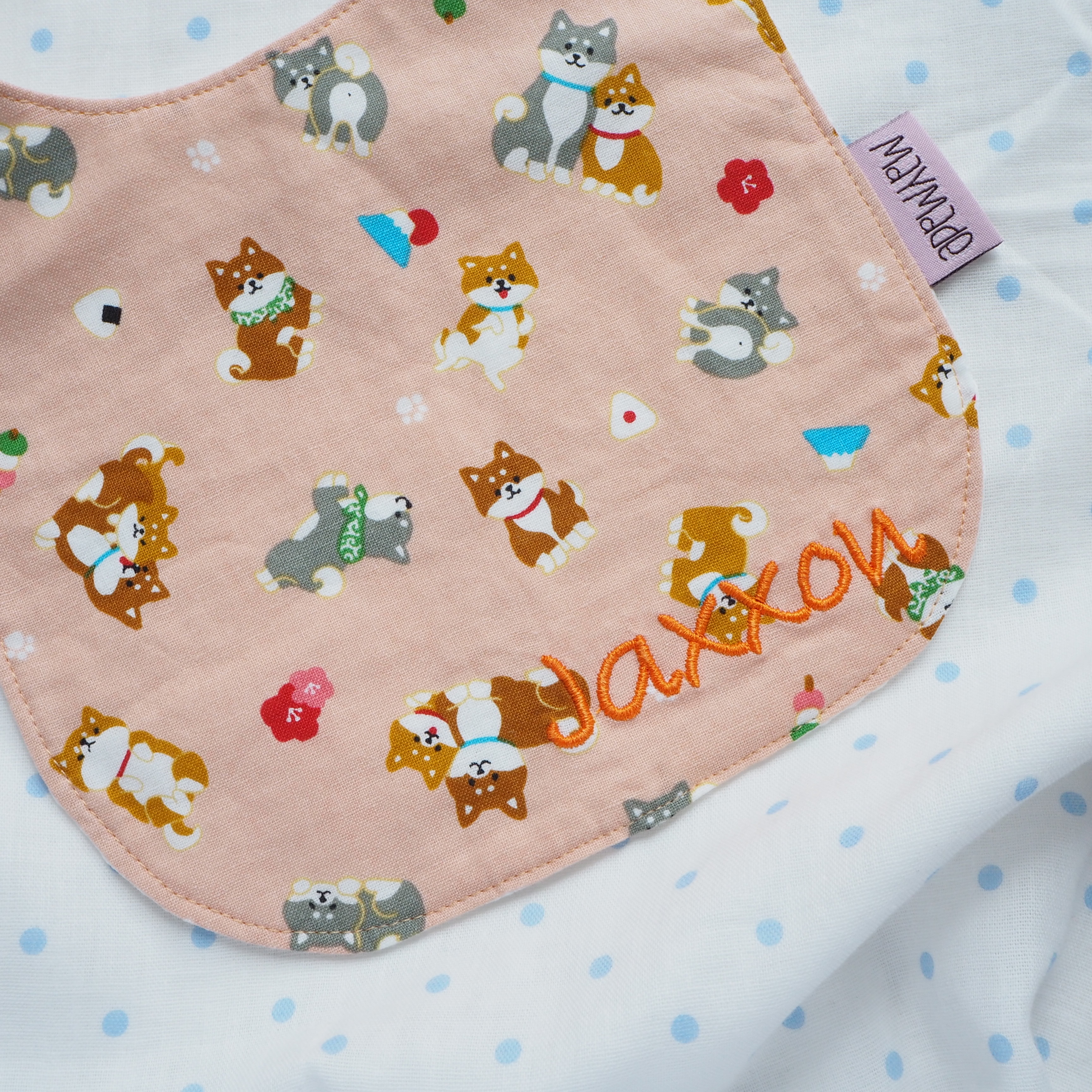 橙色柴犬圖案口水肩