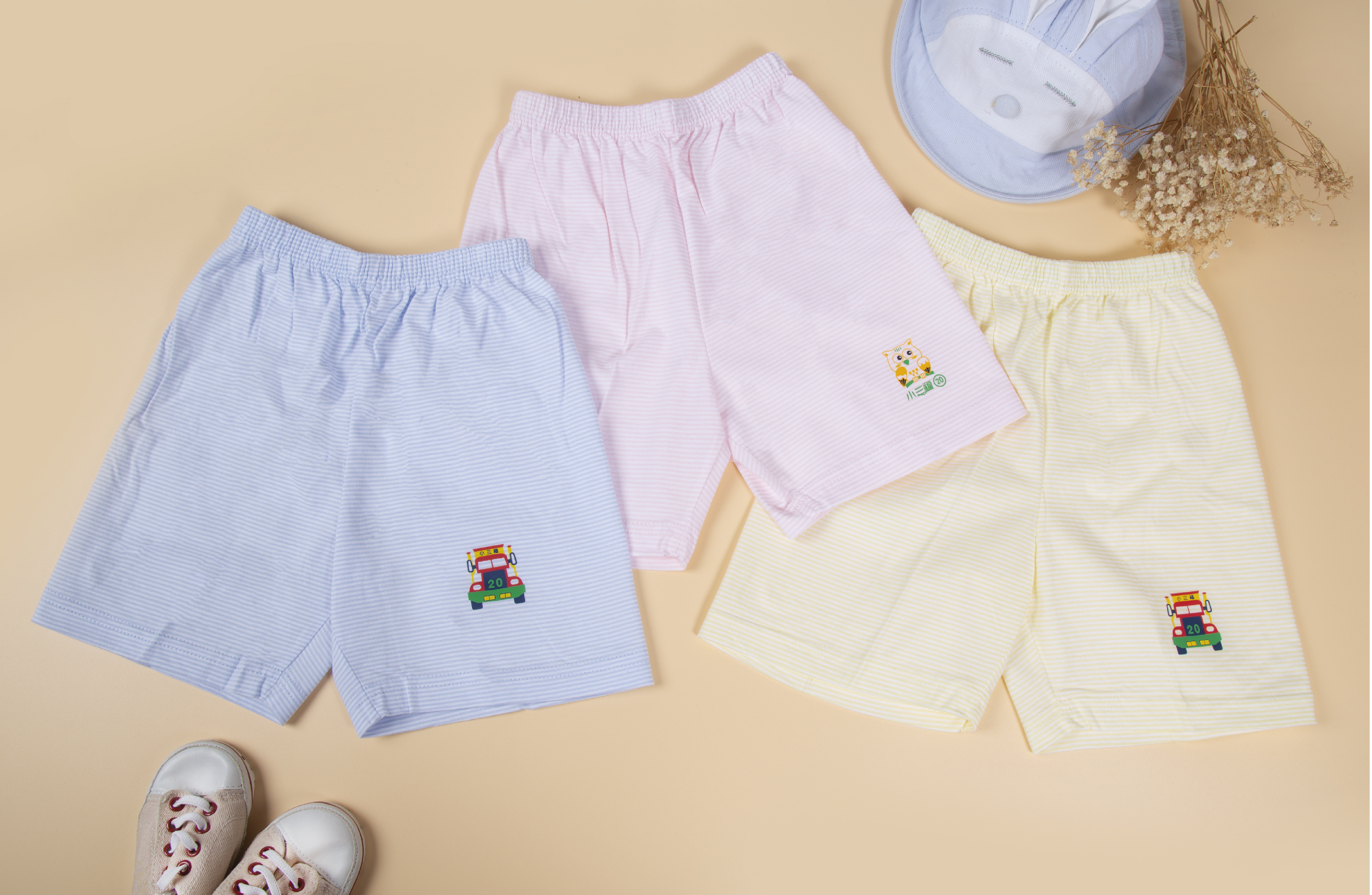 小三福 三福 100%純棉細條紋兒童短褲(20~36)