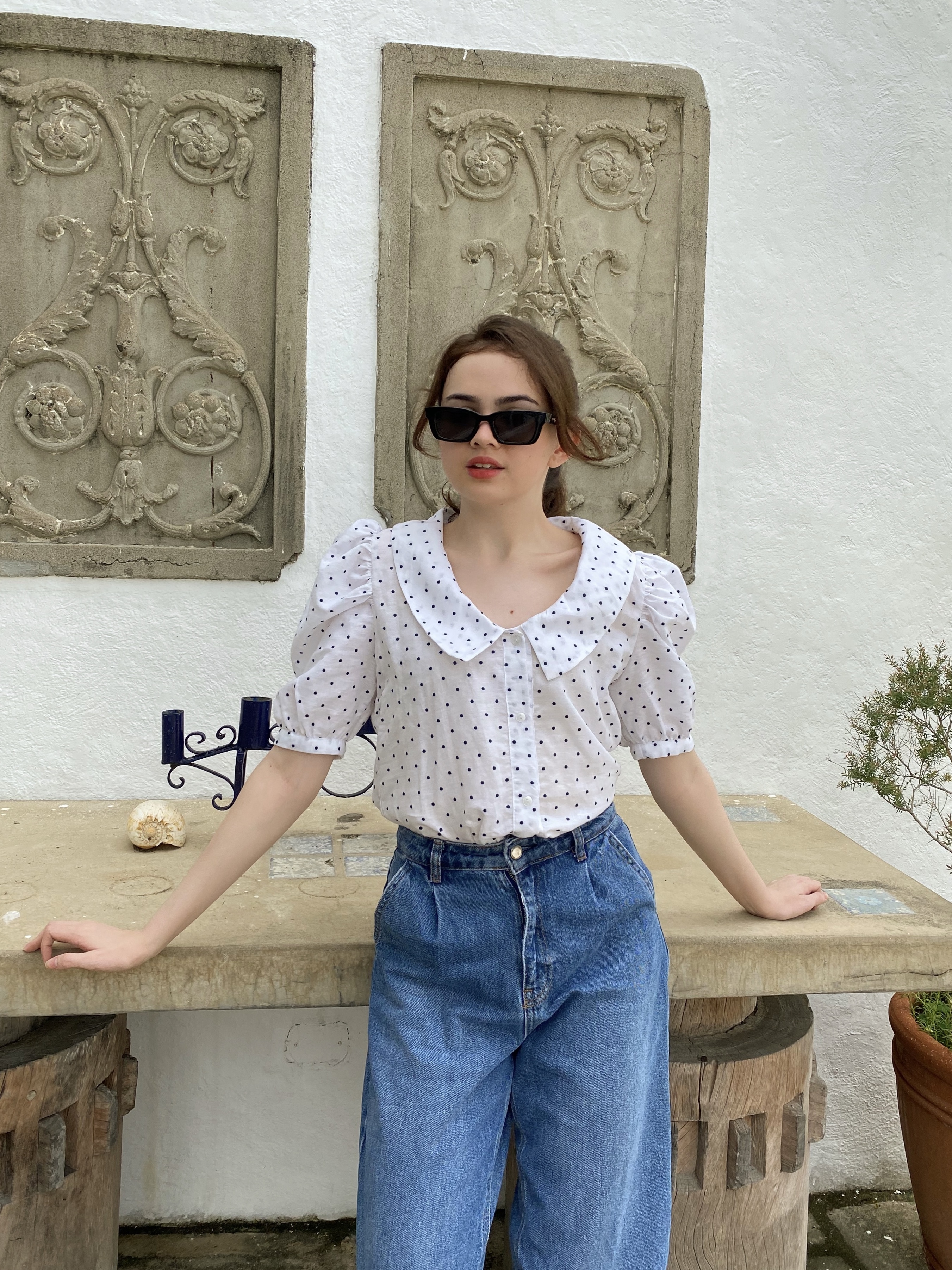 Zoella Polka Dot Pure Linen Top