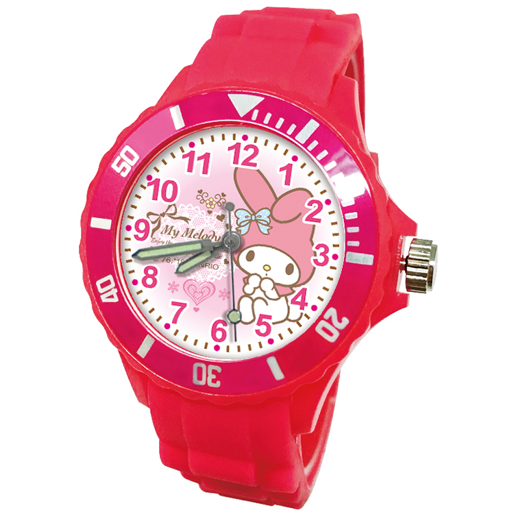 【三麗鷗Sanrio】美樂蒂Melody運動彩帶錶-1019M