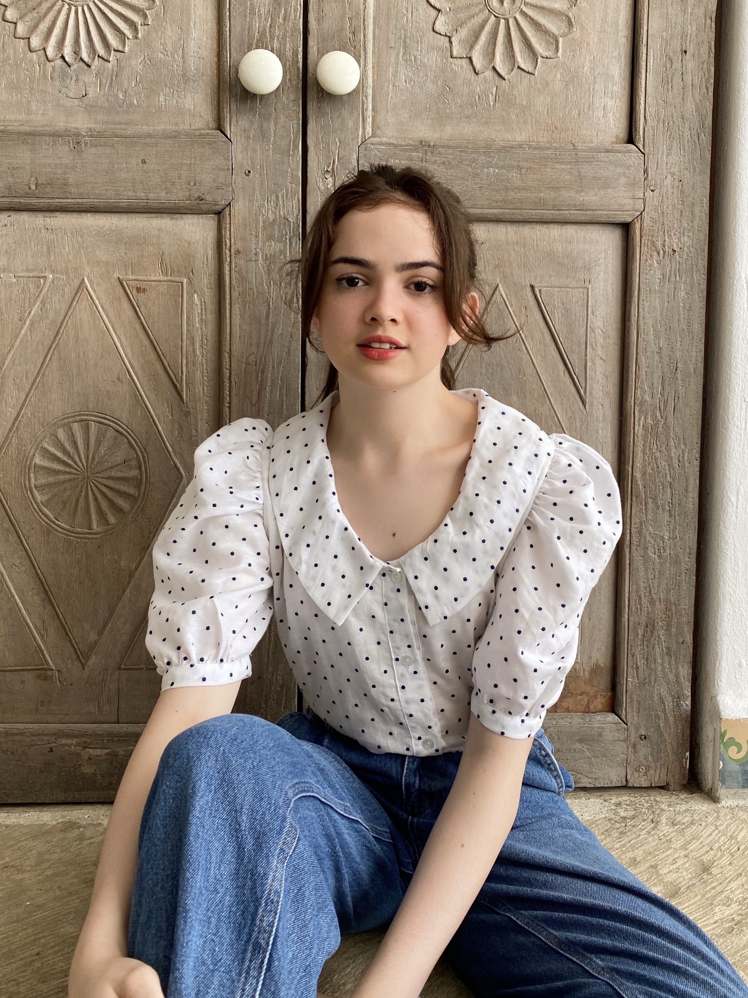 Zoella Polka Dot Pure Linen Top