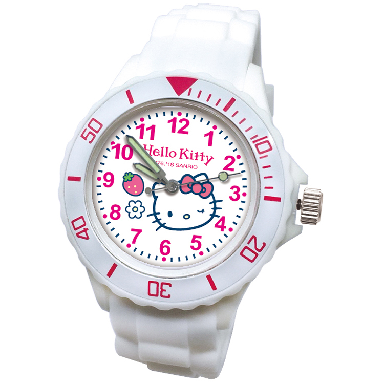 【三麗鷗Sanrio】凱蒂貓Kitty運動彩帶錶-1039K