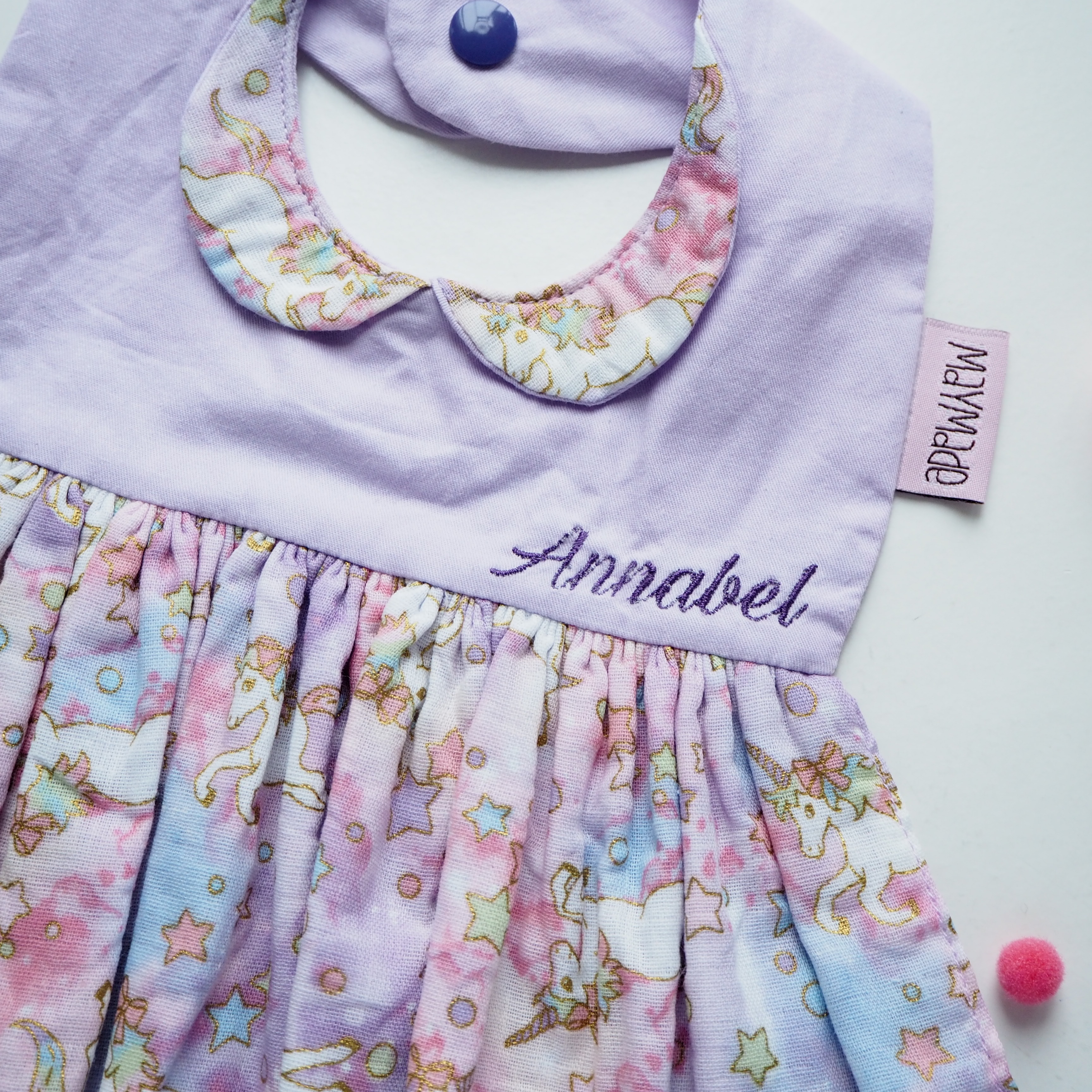 獨角獸圖案 迷你裙造型口水肩 彌月禮物