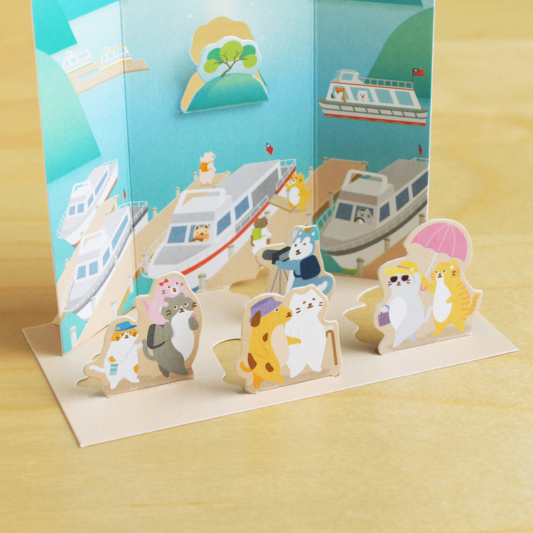 貓狗散步2D明信片・日月潭