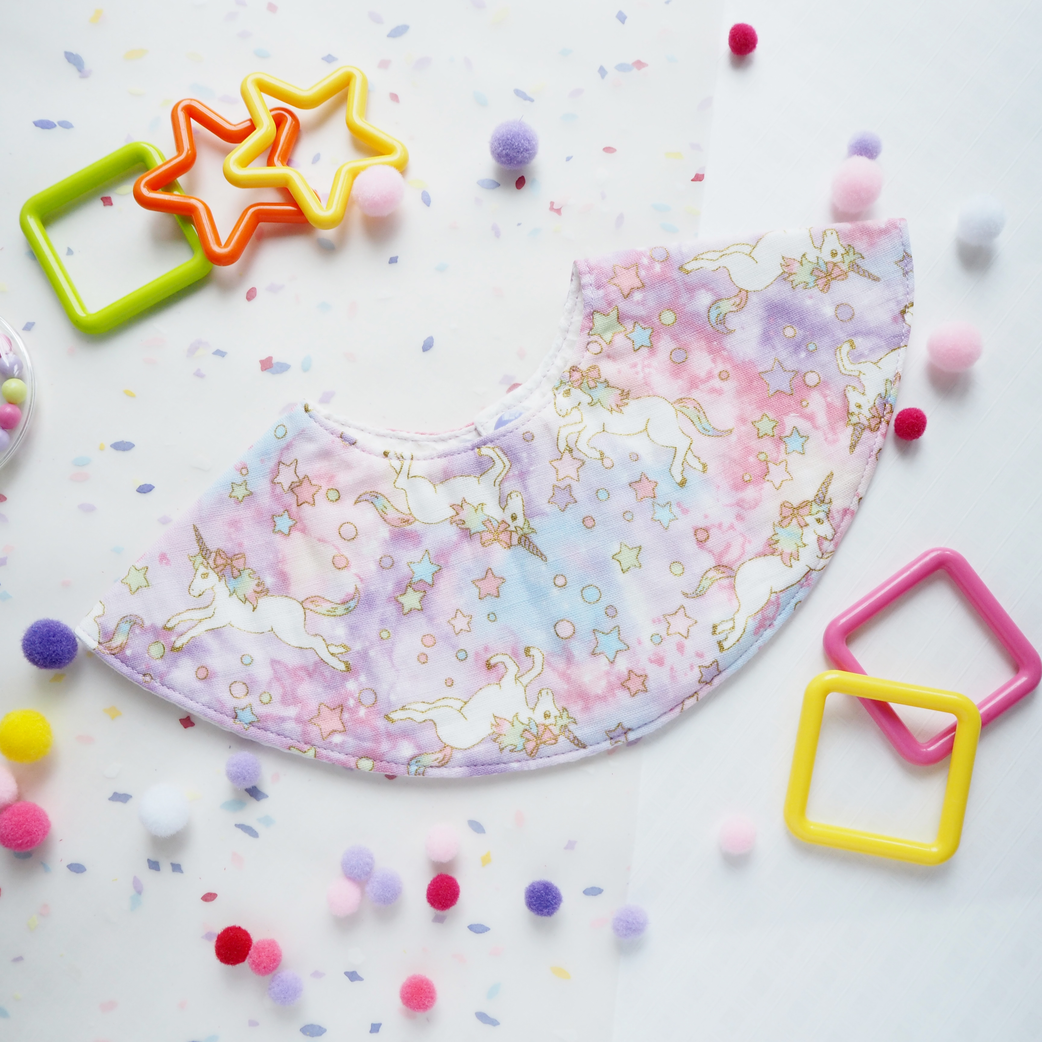 獨角獸圖案 貝果造型口水肩 彌月禮物