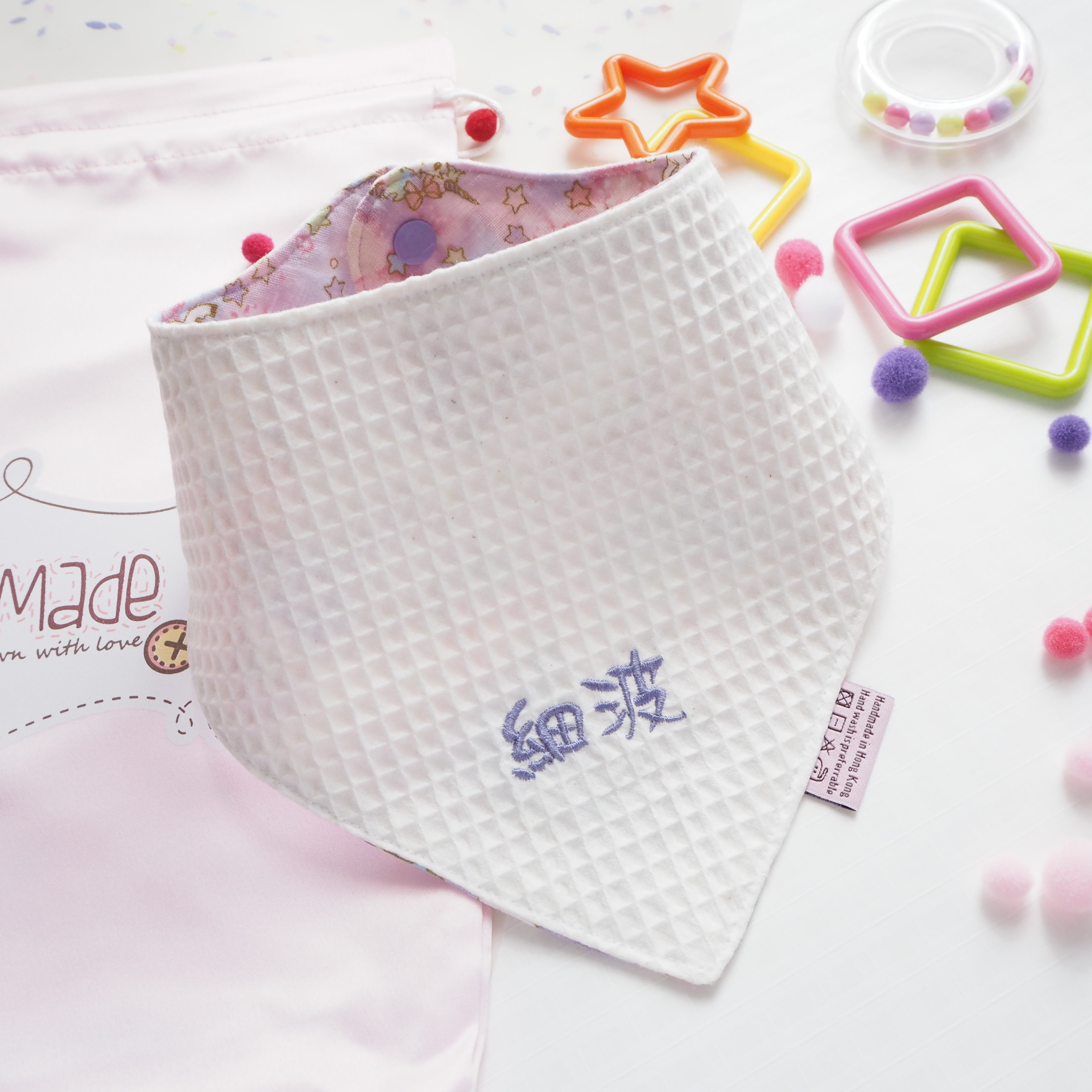 獨角獸圖案 三角領巾造型口水肩 彌月禮物