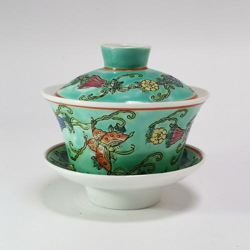 Baba Nyonya Lidded Cup Butterfly Motif