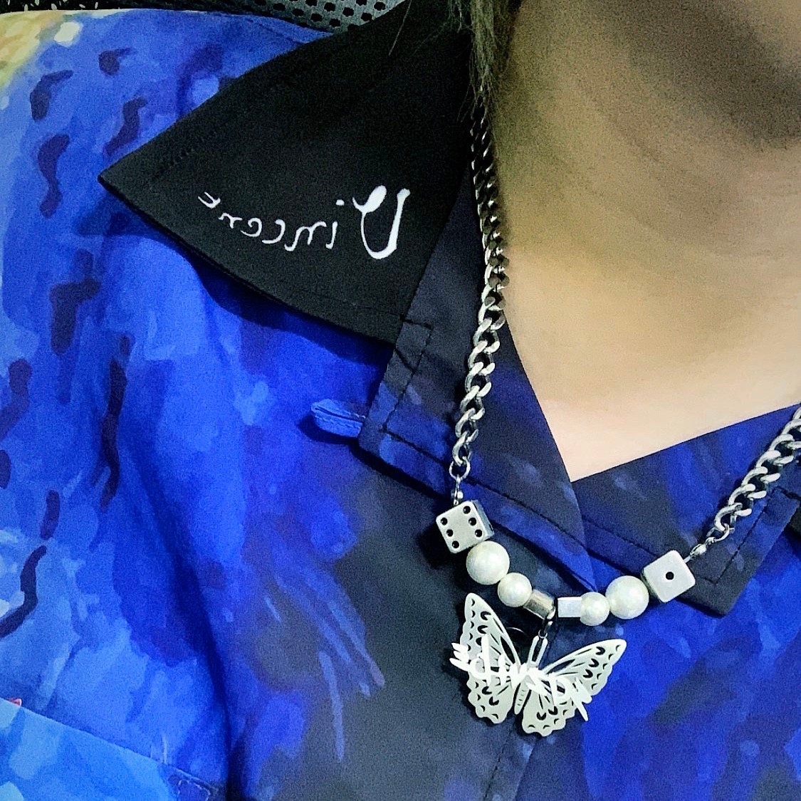 JP 訂製款 金屬 蝴蝶 珍珠 骰子 鏈條 項鍊