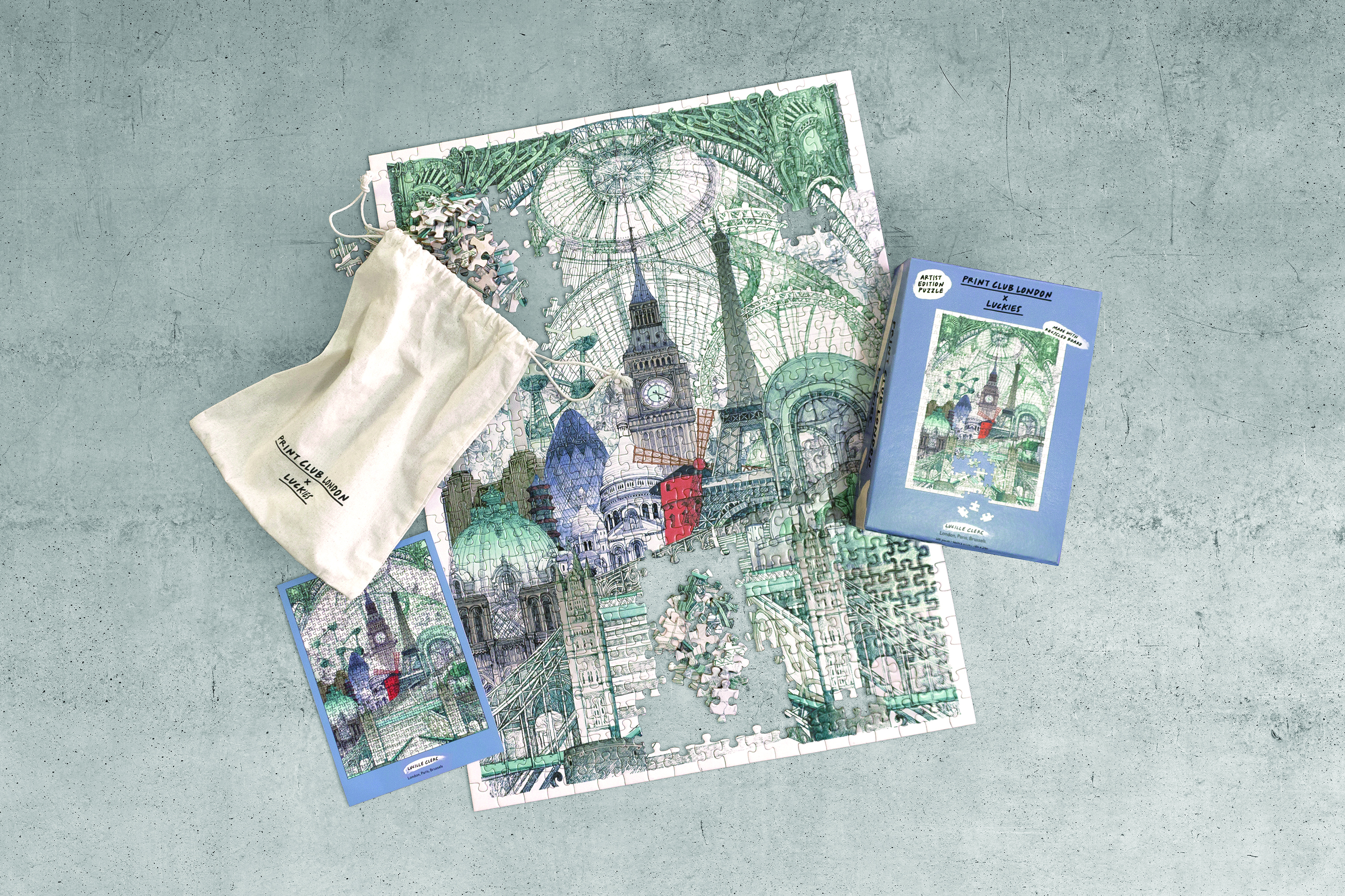 【PRINT CLUB LONDON x LUCKIES】倫敦 巴黎 布魯塞爾 500片拼圖