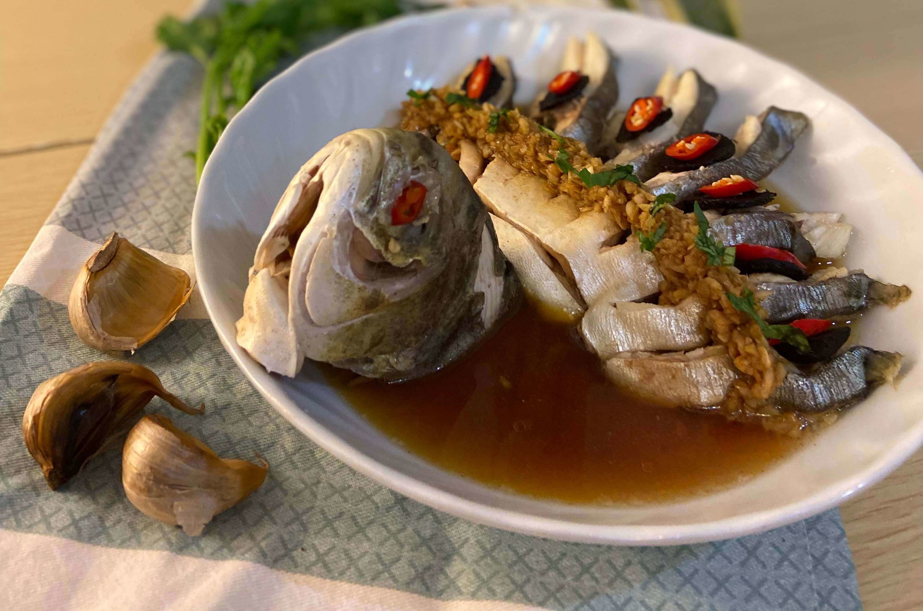 清蒸黑蒜黃立倉,青森縣黒蒜,蒸魚,黑蒜,黑蒜食譜,自家製,做法,食譜, 家常菜, 煮餸,食療,黃立倉