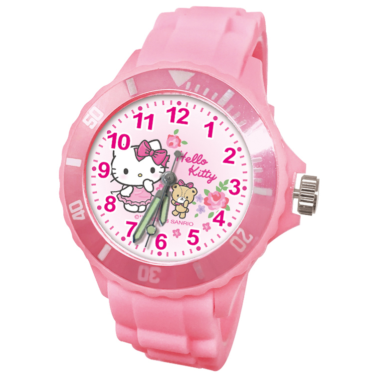 【三麗鷗Sanrio】凱蒂貓Kitty運動彩帶錶-粉色 (網路限定款)
