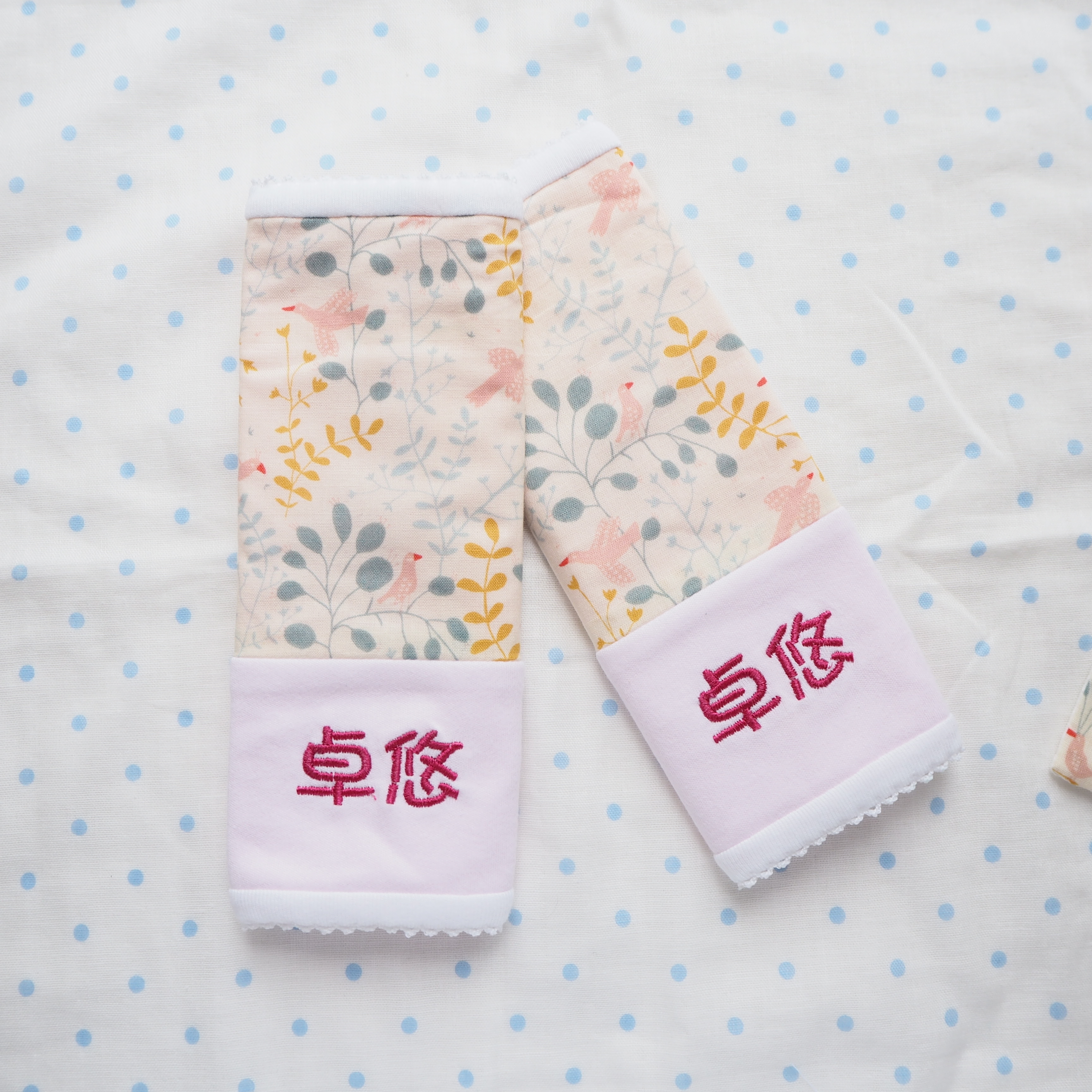 花鳥叢林圖案 日本六重紗雙面背帶口水巾 咬咬巾